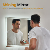 EMKE Bathroom Mirror 80x60cm with 3000K/4000K/6500K Touch+Dimmable+Demister